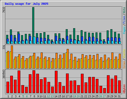 Daily usage for July 2025