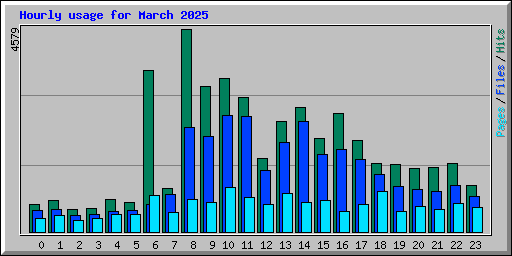 Hourly usage for March 2025