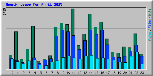 Hourly usage for April 2025